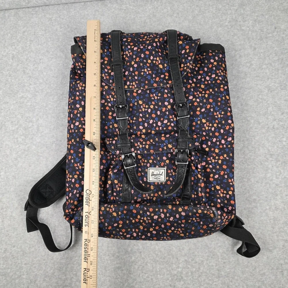 Herschel Backpack Black Floral Goth Laptop Compartment Women School Travel‎ Bag
